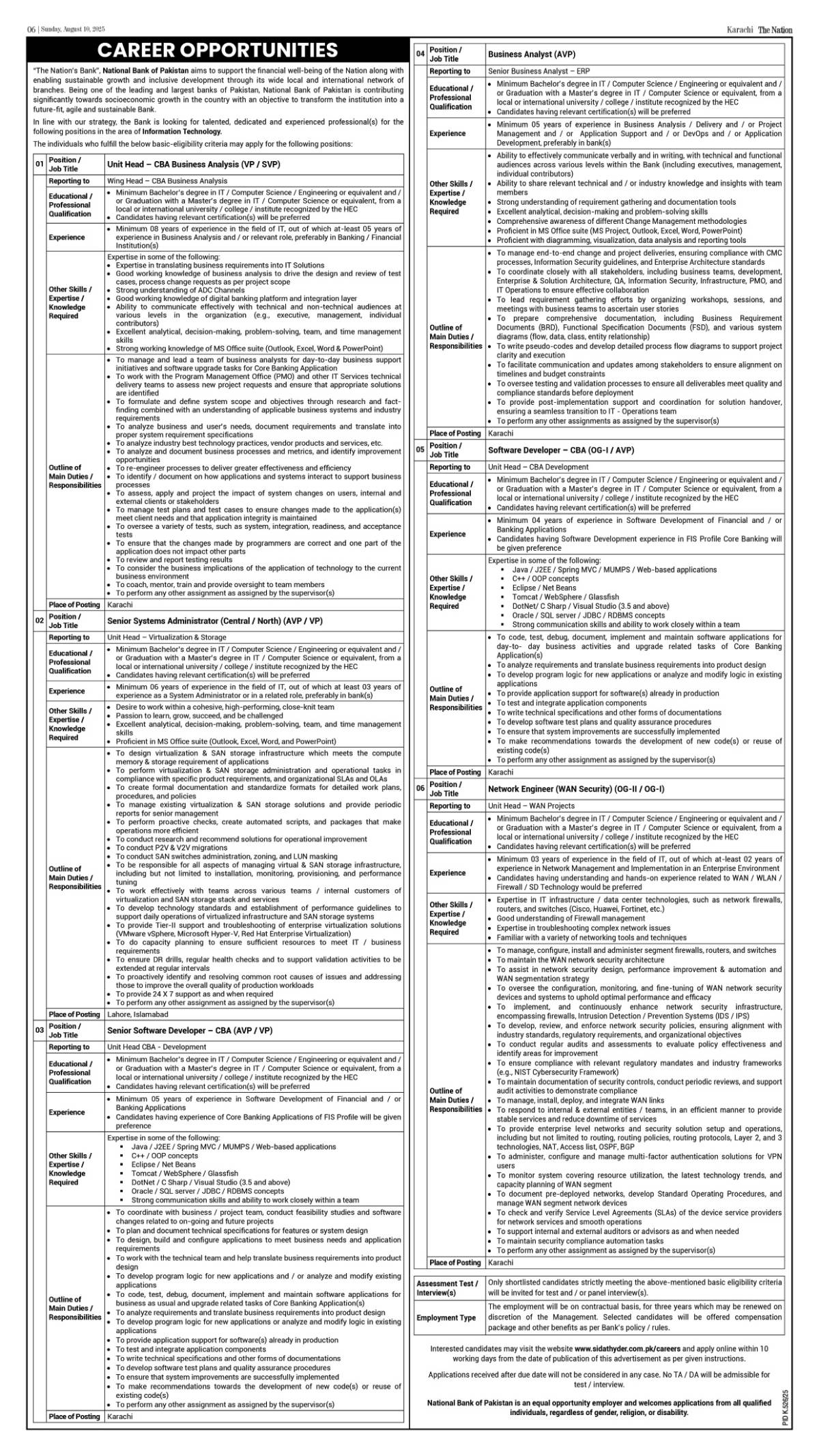 Jobs in National Bank of Pakistan-1